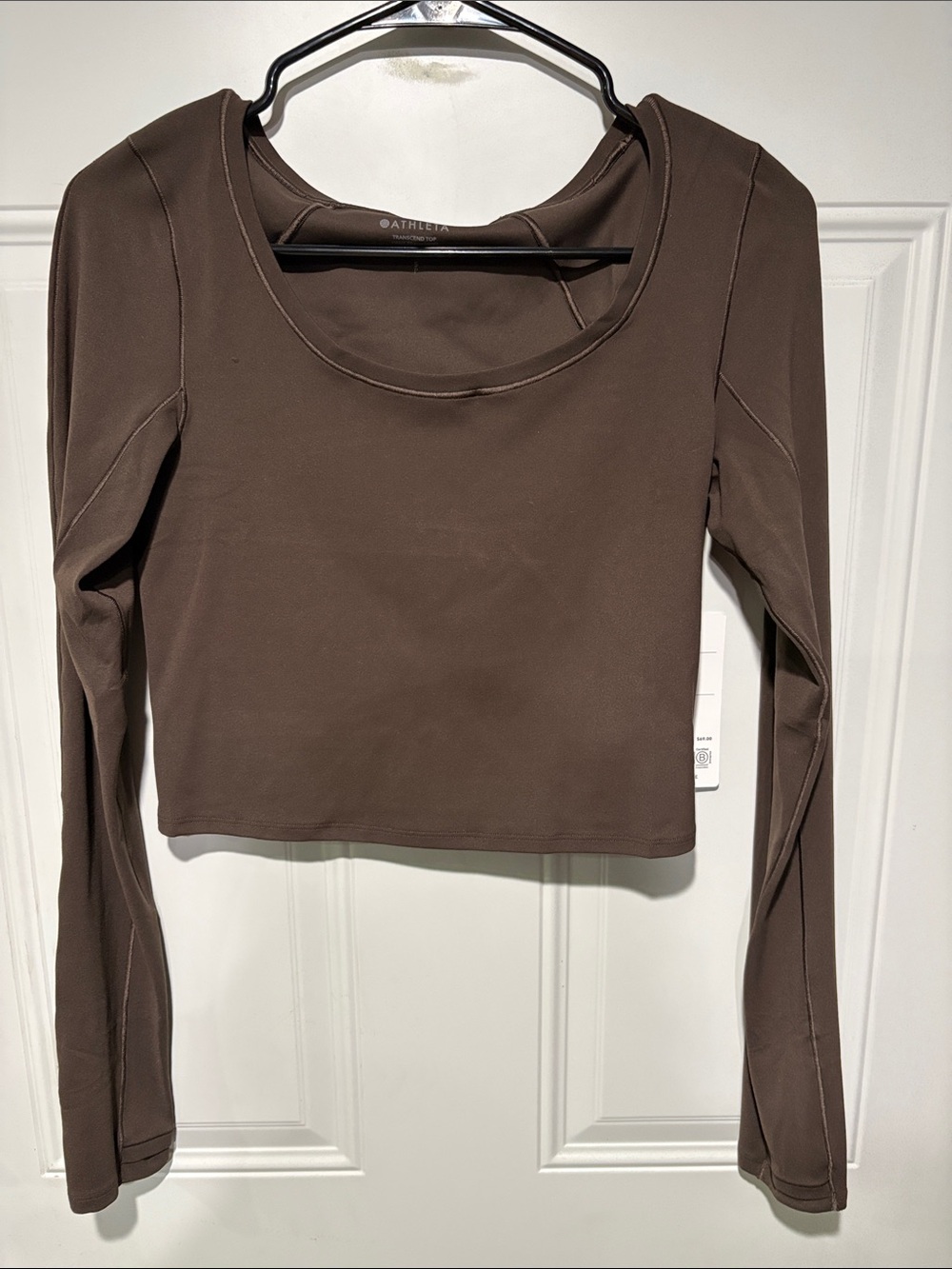 Athleta Chocolate Brown Long-Sleeve Crop Top